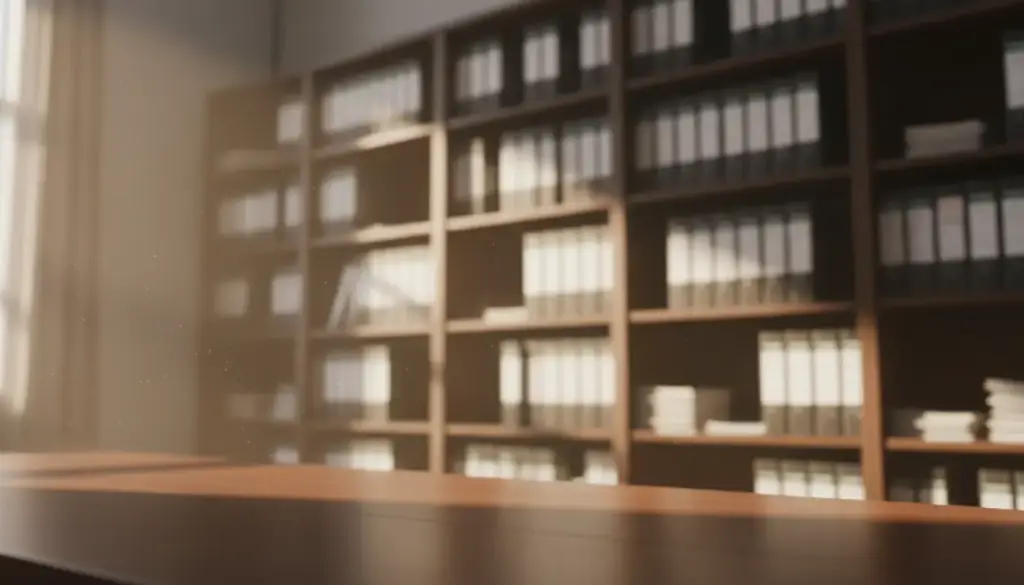 Office filing wall with document folders, viewed from a different angle